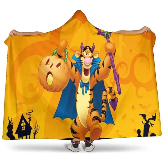 Discover Winnie the Pooh Tigger Halloween Cosplay Sherpa Hooded Blanket Gift For Her