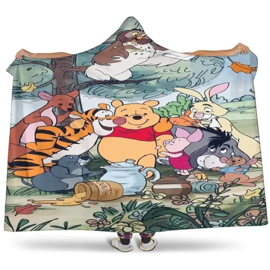 Discover Winnie the Pooh And Friends6 3D Full Premium Sherpa Hooded Blanket
