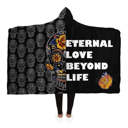 Sugar DOTD Skull Dia De Los Muertos Halloween Hooded Blanket Gift