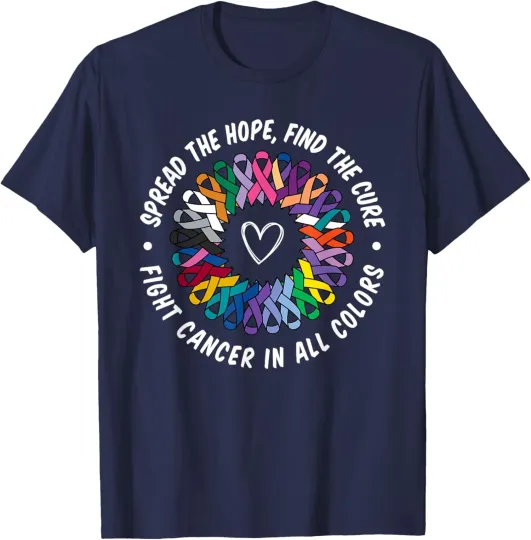 Discover Fight Cancer in All and Every Color Flower Ribbon Unisex T-Shirt