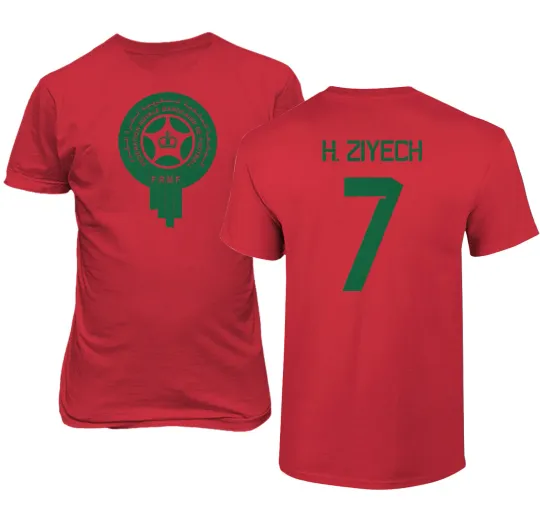 Discover Morocco Soccer #7 Hakim Ziyech World Football Fans Adult and Youth T-Shirt