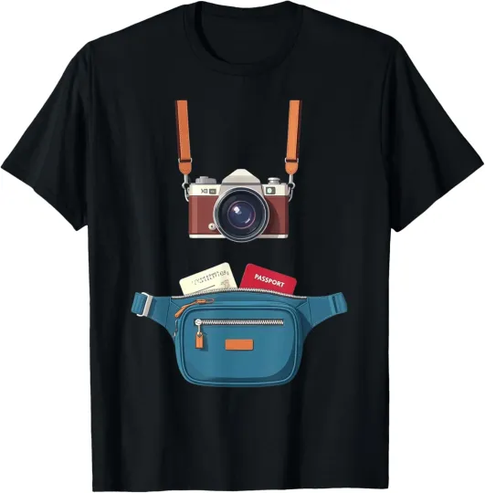 Discover Tourist Spirit Day Camera Passport Map Tourism Outfit Unisex T-Shirt