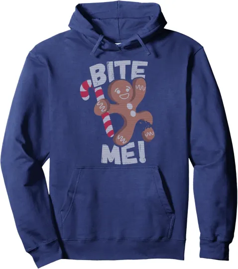 Discover Bite Me Gingerbread Man Funny Christmas Design Unisex Hooded Sweatshirt