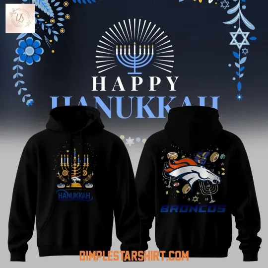 DENVER TEAM HAPPY HANUKKAH HOODIE 2D BLACK, GIFT FOR FAN