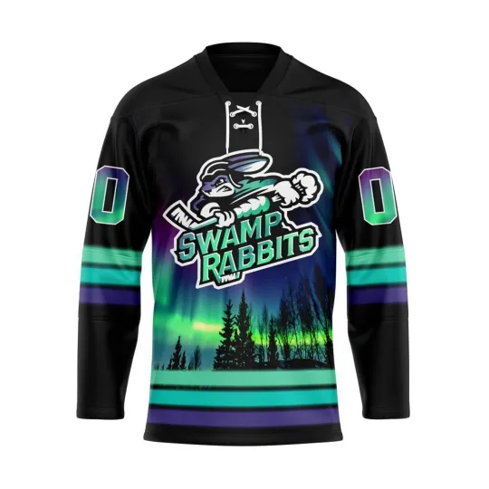 Discover Greenville Swamp Rabbits  With Northern Lights Lace Hockey Shirt Fullsize
