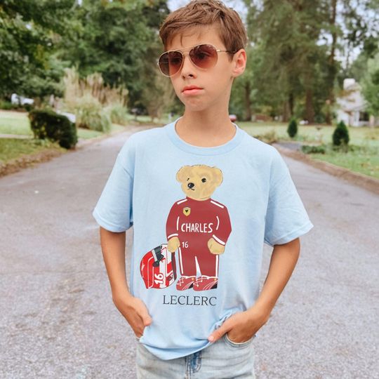 Discover Charles Leclerc Kids F1 T-Shirt 2026 | Retro CL16 Racing Tee | Ferrari Formula One Gift