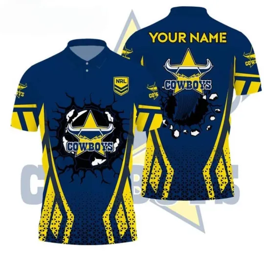 Discover North Queensland Cowboys NRL Custom Name Polo Shirt