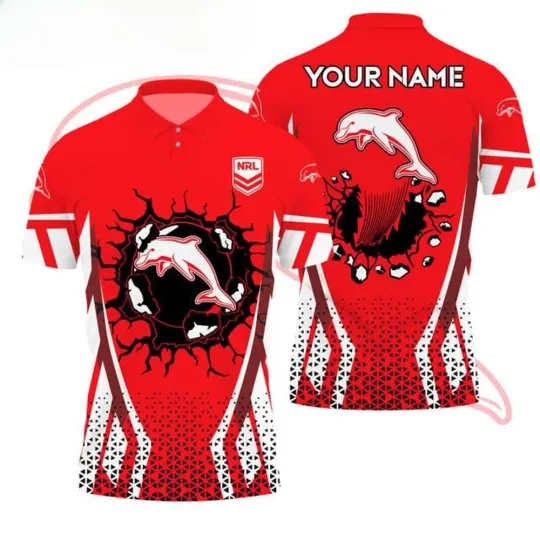 Discover Dolphins NRL Custom Name Polo Shirt