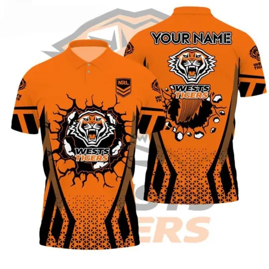 Discover Wests Tigers NRL Custom Name Polo Shirt