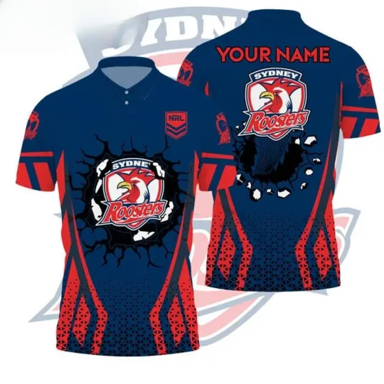 Discover Sydney Roosters NRL Custom Name Polo Shirt