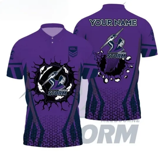 Discover Melbourne Storm NRL Custom Name Polo Shirt