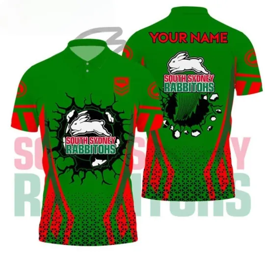 Discover South Sydney Rabbitohs NRL Custom Name Polo Shirt