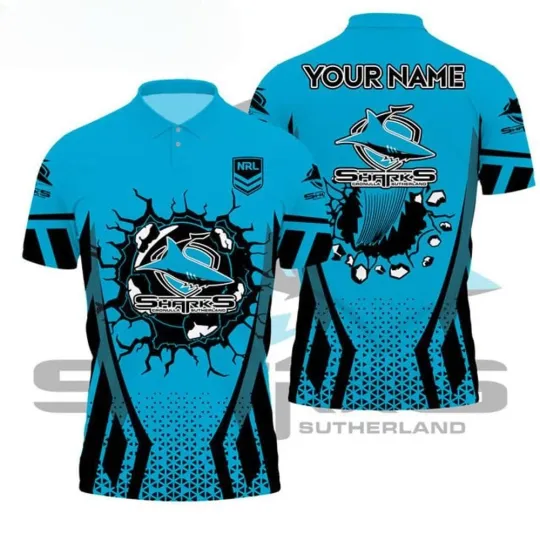 Discover Cronulla-Sutherland Sharks NRL Custom Name Polo Shirt