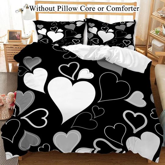 Discover Love Heart Bedding Set Soft Polyester Duvet Cover Set Quilt Cover With Pillowcase For Bedroom Decor Birthday Gift For Girls