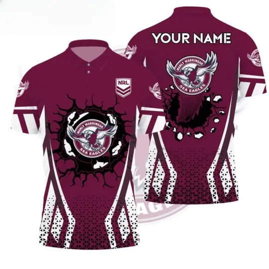 Discover Manly Warringah Sea Eagles NRL Custom Name Polo Shirt