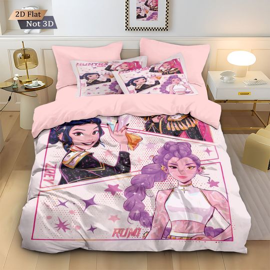 K-Pop Demon Hunters Printed Coreless Down Duvet Cover Set, Multi-Size Bedroom Bedding