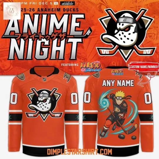 Personalized Anaheim Ducks Anime Night aruto Shippuden Shirt Men's Fan Gear Gift