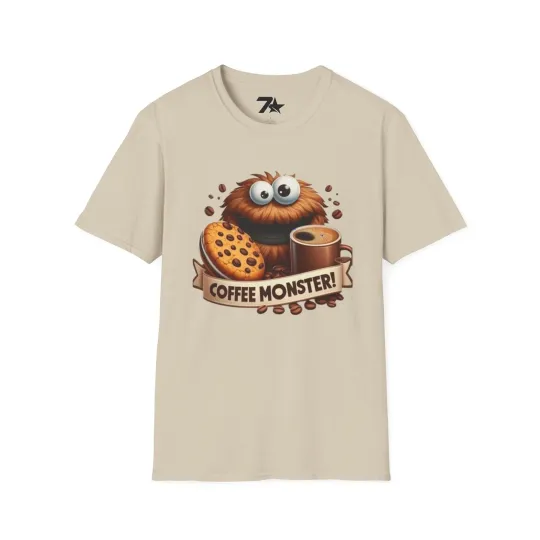 Coffee and Cookie Monster Funny T-Shirt, Unisex Tee, Gift for Coffee Lovers