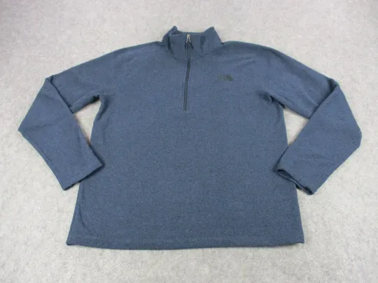 Discover North Face Sweater Mens Large Blue Black Waffle Knit Outdoors Hiker Sweatshirt