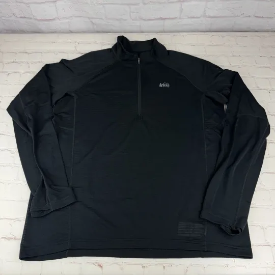 Discover REI Co-Op 1/4 Zip Lightweight Running Waffle Black Pullover Size Men's XL