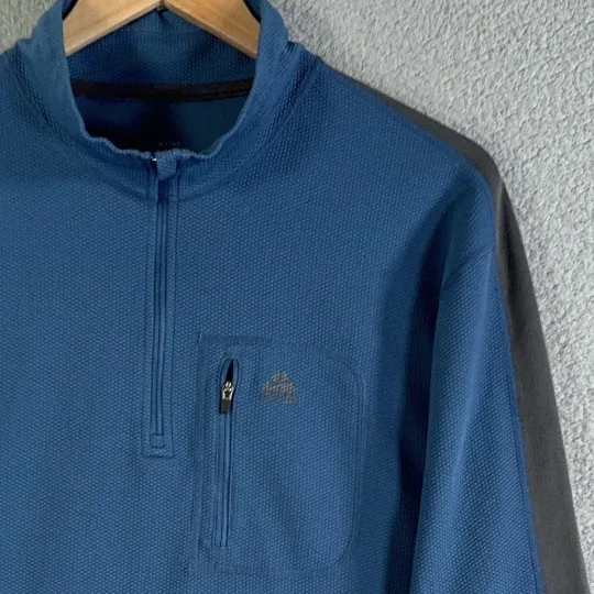 Discover Nike ACG Pullover Mens XL Blue Quarter Zip Waffle Knit Nike FIT Pocket Sweater