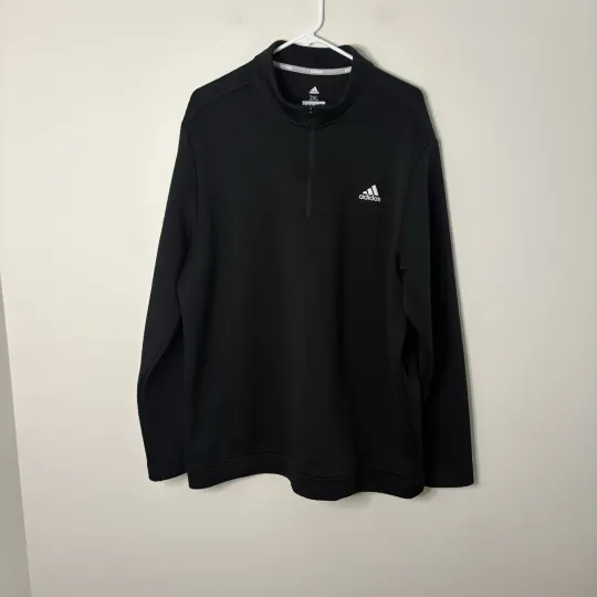 Discover Adidas Men’s 2XL Black Long Sleeve 1/4 Zip Pullover Waffle Texture Golf E6