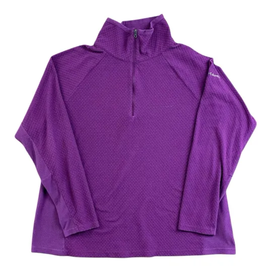 Discover Columbia Fleece Quarter Zip Sweatshirt Thermal Waffle Knit Purple Preppy 2X ☂️