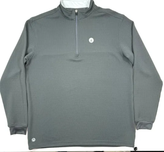 Discover Straight Down Mens Golf 1/4 Zip Pullover Size 2XL Gray Waffle Knit Performance