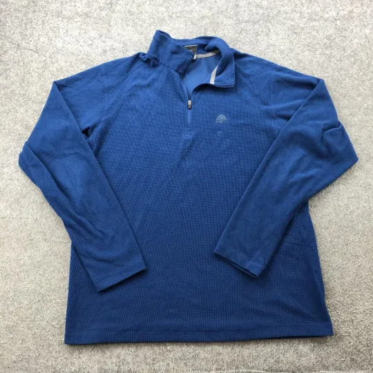 Discover Vintage Nike ACG Pullover Mens Medium Blue Quarter Zip Waffle Knit Mock Neck