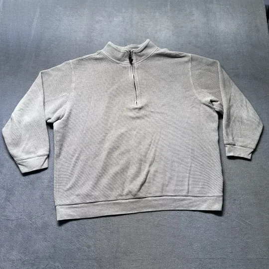 Discover Woolrich Sweater Mens XXL Beige 1/4 Zip Pullover Sweatshirt Waffle Thermal