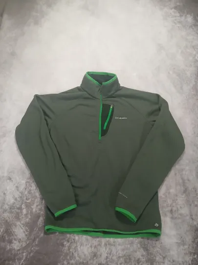 Discover Columbia 1/4 Zip Mens MEDIUM Thermal Pullover Waffle Knit Gray Green