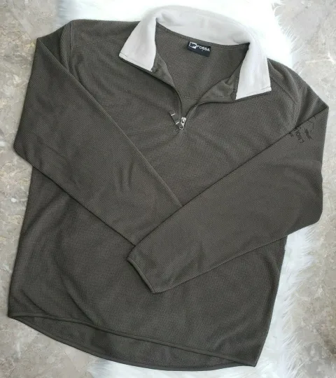 Discover FOSSA 1/4 Zip Long Sleeve Waffle Pullover With Collar Mens Large Brown EUC
