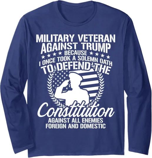 Discover Military Veterans Against Trump 2020 USA Election Long Sleeve Tshirt