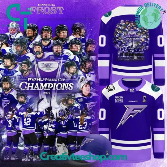 Discover 1Minnesota Frost x Walter Cup Championship 2025 Hockey Jersey
