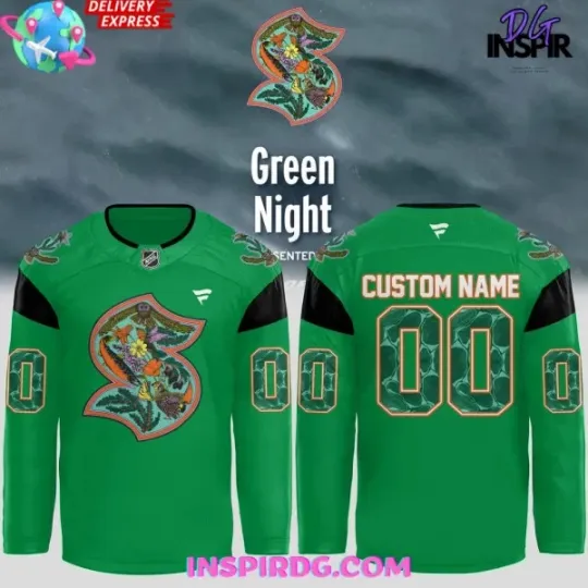 Discover 1Seattle 1Kraken Green Night 2025 Hockey Jersey
