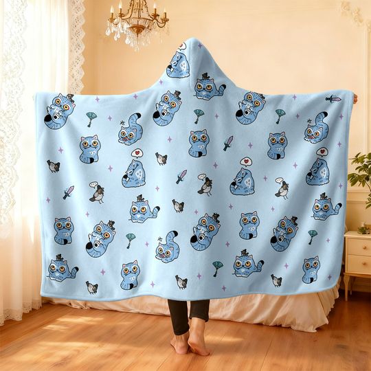 Discover 1pc K-Pop Demon Hunters Printed Hooded Flannel Wearable Cloak Blanket Soft and Warm Multi Size Napping and Leisure Blanket