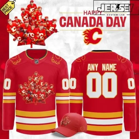 Discover 1Calgary 1Flames 2025 Canada Day Custom Hockey Jersey