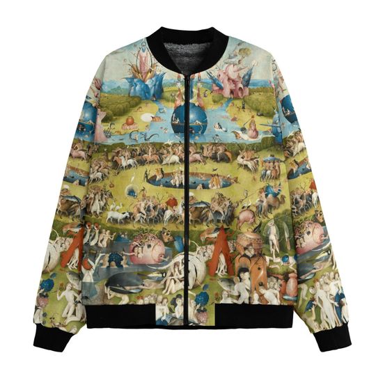 Discover Hieronymus Bosch Fleece Bomber Jacket: The Garden of Earthly Delights Art