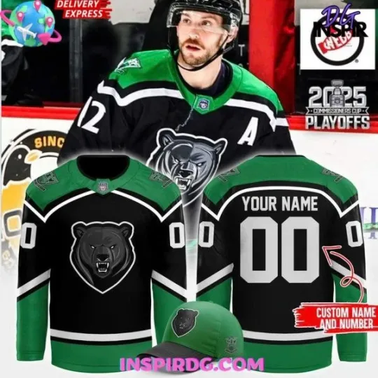 Discover Personalized Binghamton Black Bears x 2025 Commissioners Playoffs Hockey Jersey