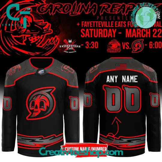 Discover Fayetteville Marksmen x Carolina Reapers Custom Hockey Jersey
