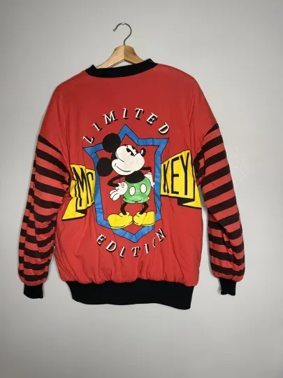 Discover VTG Disney Mickey & Co Bomber Jacket Reversible AOP Limited Edition Hong Kong  L