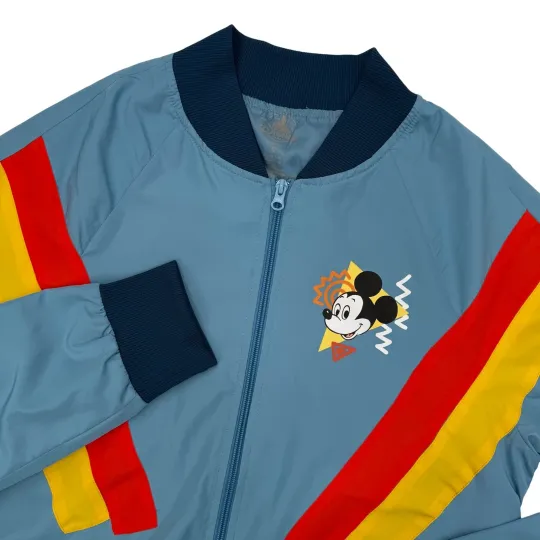 Discover Disney Parks Mickey Mouse Jacket Retro 80s Style Bomber Blue Adult Small Unisex