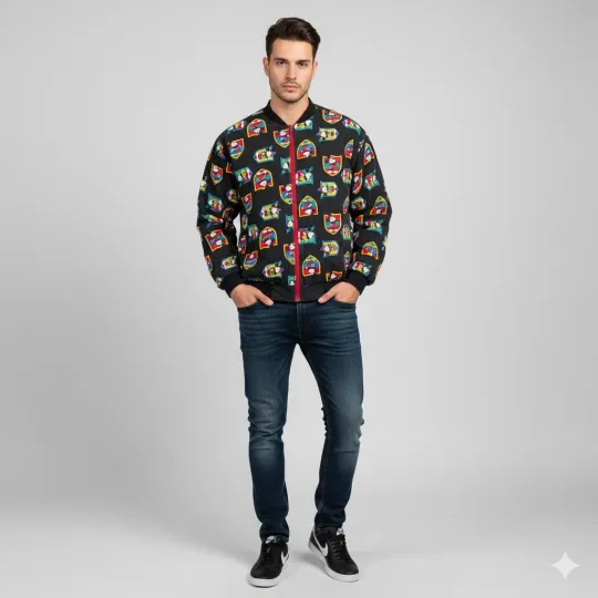 Discover Vintage Mickey Mouse Jacket Men L Red Black Reversible Bomber Disney JG Hook 90s