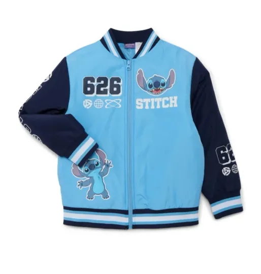Discover Stitch 626 boys bomber jacket inner lined blue Disney New Size 6-7