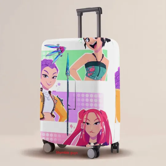 Discover Luggage Cover Kpop Demon Hunters Fashion Elastic Wear-Resistant Protective Case Cartoon Print Travel Essentials​