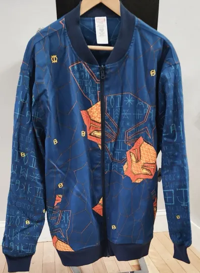 Discover Disney Marvel Black Panther Jacket LARGE Adult & Blue Reversible Bomber L
