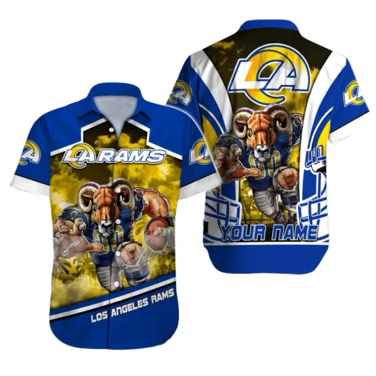 Discover Personalized Los Angeles Rams Fierce Mascot Hawaiian Shirt