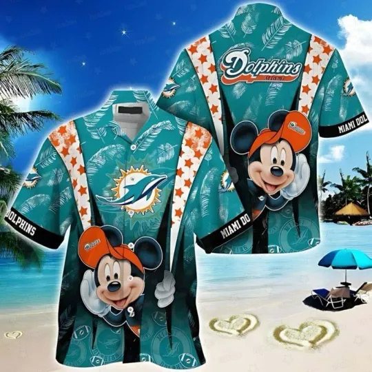 Discover Miami Dolphins Mickey Tropical Adventure Hawaiian Shirt