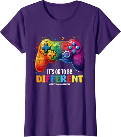 Discover Autism Awareness Autism Video Game Month Support Ladies' Crewneck T-Shirt