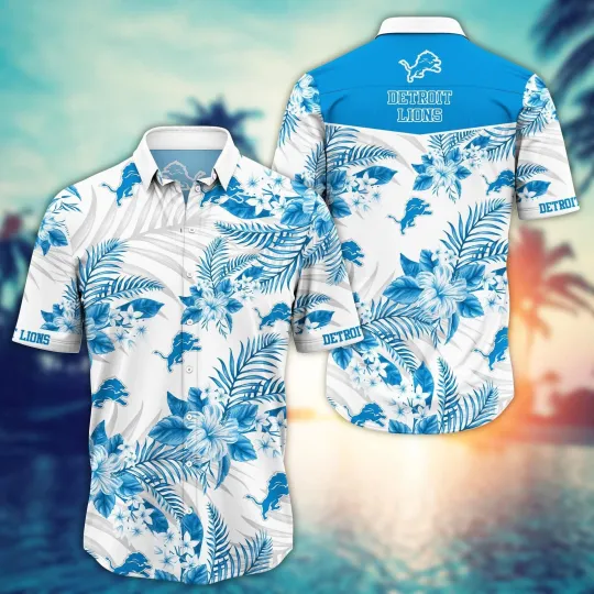 Discover Detroit Lions White Tropics Hawaiian Shirt